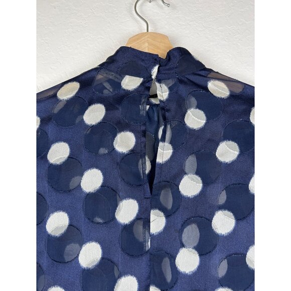 Zara Navy Polka Dot Ruffle Sleeve Top Size X-Small - Picture 4 of 11